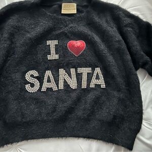 Black 'I Love Santa' Sweater Size Medium